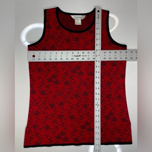 Misook All Over Floral Print Tank Top Women Medium Red Sleeveless - Picture 6 of 6